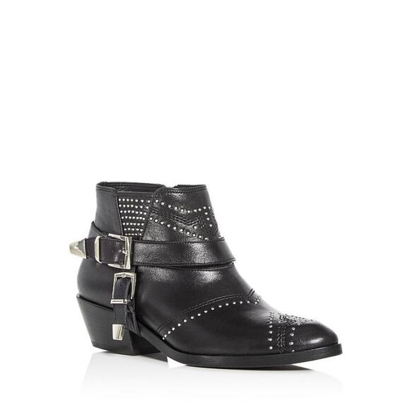 Anine Bing Bianca Leather Boots/Booties Black Silver Gunmetal Studs Size US 6 - Picture 11 of 11